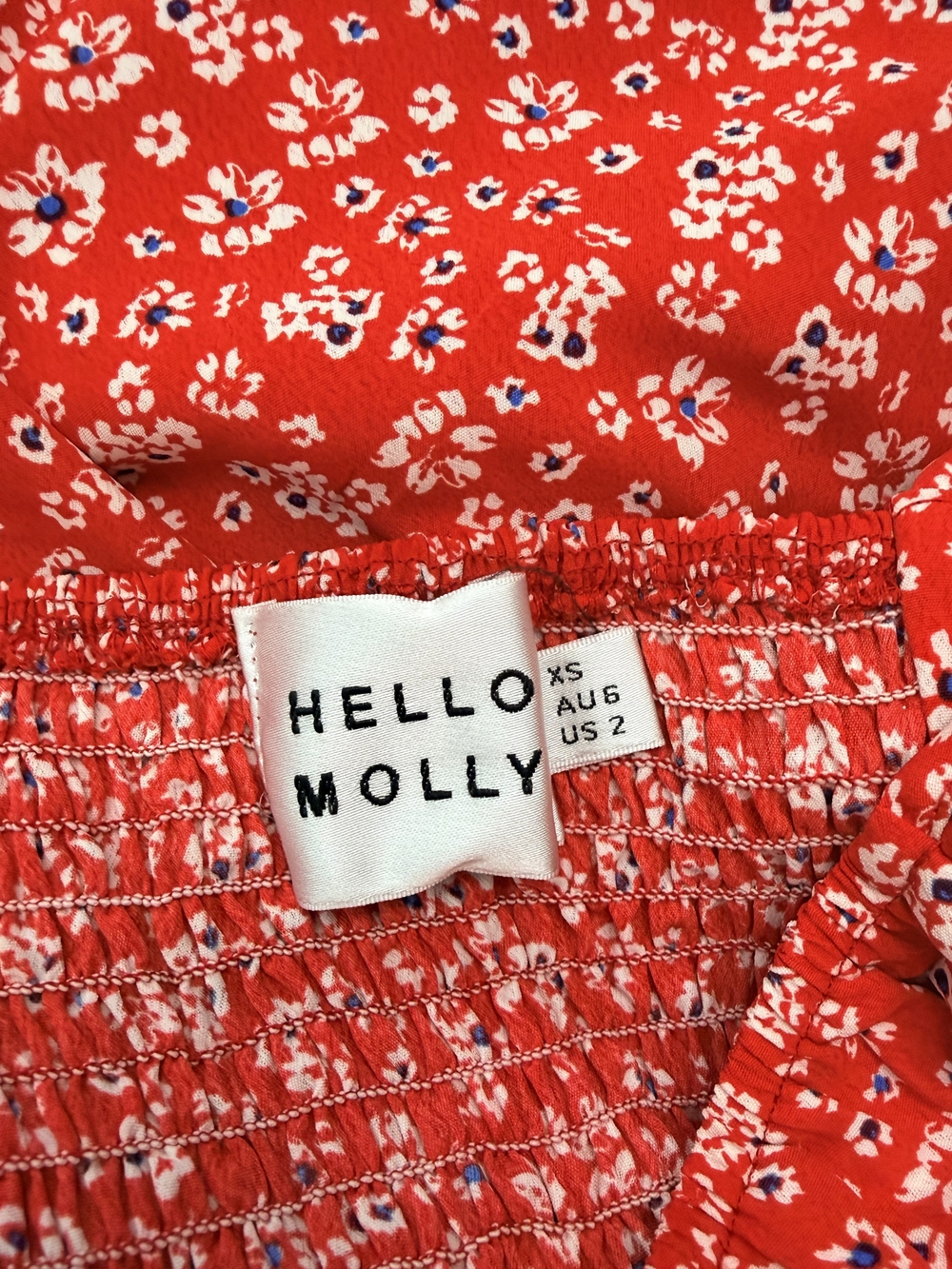 Hello Molly Misty Fountains Floral Mini Dress Red Ruffle Hem - Picture 7 of 7